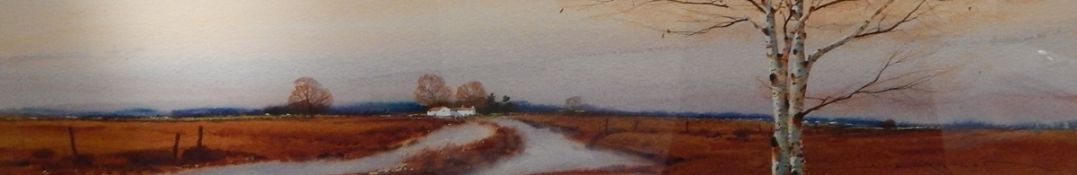 G Mitchell (Modern) Watercolour Water landscape panorama, signed lower right,