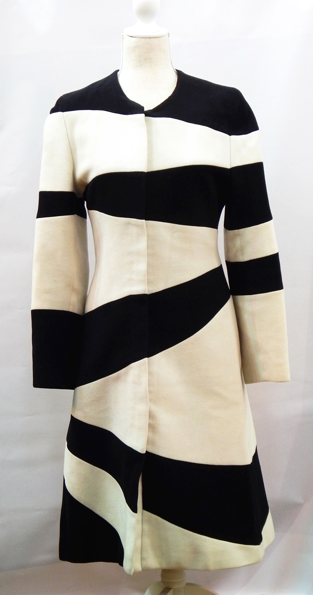 A 1960's style black wool shift cocktail dress with a Jasper Conran black and white striped wool - Image 3 of 3