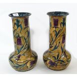 Pair of Hancock and Sons Morrisware vases, by George Cartlidge, each with everted rim,