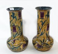 Pair of Hancock and Sons Morrisware vases, by George Cartlidge, each with everted rim,