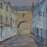 Stirling (20th century) Watercolour Street scene with terraces on either side,
