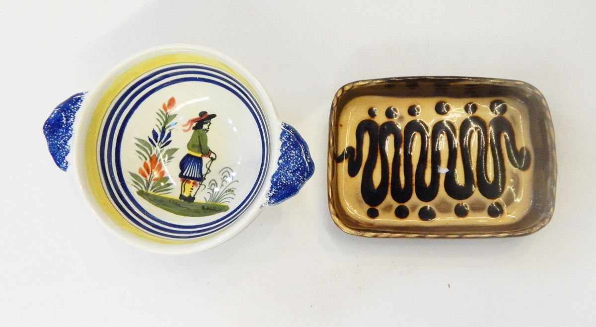 A Quimper two-handled bowl, a Royal Worcester bowl decorated with blue floral decoration, - Image 4 of 4