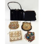 Two petit point vintage evening bags, two beaded bags,