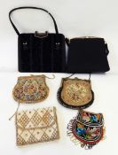 Two petit point vintage evening bags, two beaded bags,