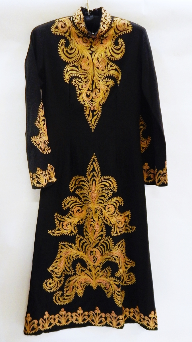 A black maxi dress, kaftan style in black linen,