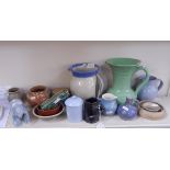 A Rushton pottery jug in blue glaze,
