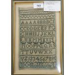 A late 18th/early 19th century sampler with the alphabet and numbers by M O Holdworth,