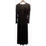 1930's black crepe long-sleeved evening dress,