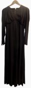 1930's black crepe long-sleeved evening dress,