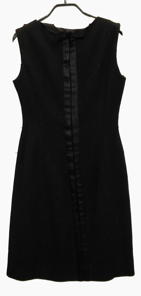 A 1960's style black wool shift cocktail dress with a Jasper Conran black and white striped wool - Image 2 of 3