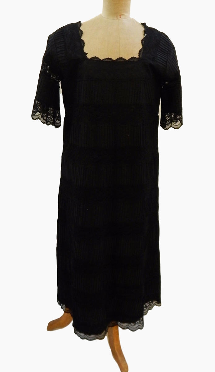 A black pintucked and lace evening dress, a silk drop waist evening dress labelled "Kitty Copeland, - Image 6 of 6