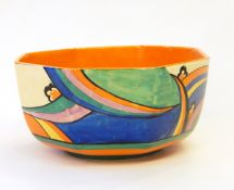 A Clarice Cliff 'Fantasque' bowl of octagonal form,