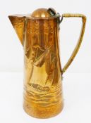 Herbert Dyer repousse copper hot water jug, stamped “H.Dyer” on the side, 22cm at highest point.