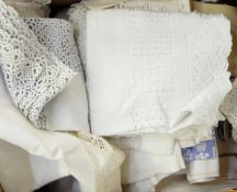 Various table linens, napkins, tablecloths, runners, damask, etc.