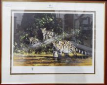 After David Shepherd Limited edition colour print "Clouded Leopard and Cubs", signed in pencil,