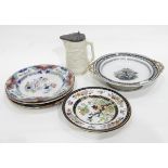 A set of three Copeland Spode plates decorated with flowers,