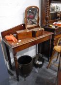 Late Regency mahogany serving table, with splashback, moulded border, plain frieze,