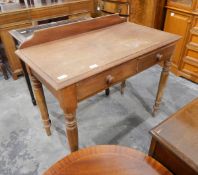 A Victorian stained wood washstand fitted two drawers to frieze and on turned supports,