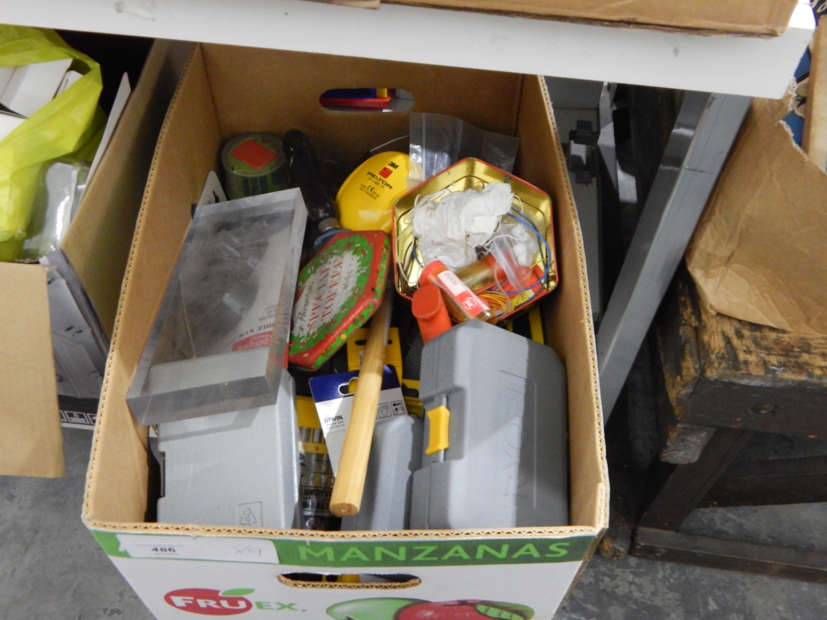 A large quantity of assorted tools including a Bosch jigsaw and a Stanley single point laser kit,