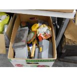 A large quantity of assorted tools including a Bosch jigsaw and a Stanley single point laser kit,