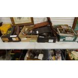 A large quantity of assorted tools, oddments, brassware, two easels, etc.