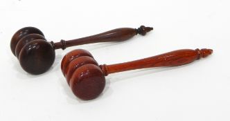 A treen gavel with turned handle,