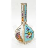 A continental vase of panelled bottle form,