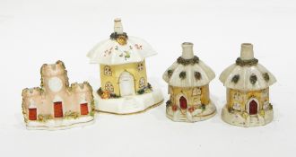 A pair of Victorian pastille burners modelled as cottages,