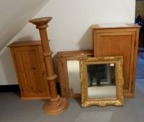 A pine cupboard with single drawer,