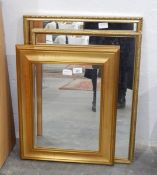 Three rectangular gilt framed mirrors