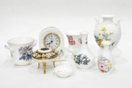 An Aynsley 'Wild Tudor' pattern mantel clock, a Spode mug commemorating Winchester College,