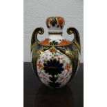 A Royal Crown Derby two-handled porcelain vase, Imari pattern, No.