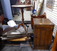 A mahogany piecrust occasional table (missing leather insert),