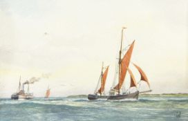 Vincent Neave (20th century) Watercolour "The Trow Alma off the Somerset Coast",