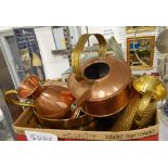 Assorted brass and copper ware (1 box)