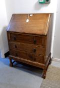 Modern oak writing desk with fitted interior,