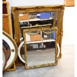 A rectangular gilt framed wall mirror and three others