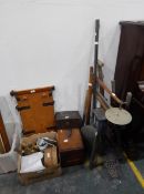 A Hobbies jigsaw, a Singer sewing machine in wooden carrying case,