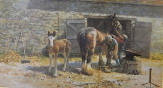 After David Shepherd Limited edition colour print "Shoeing Time", signed in pencil, 434/1200,