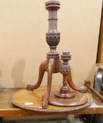 A mahogany circular tripod table,