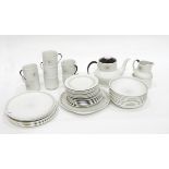 A Royal Doulton 'Morning Star' pattern breakfast set comprising teapot, seven teacups and saucers,