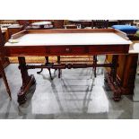 A Victorian marble top washstand having three-quarter gallery, the stand with turned pole stretcher,