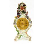 A continental Meissen style porcelain mantel clock,