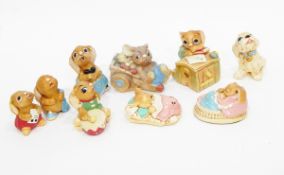 A quantity of Pendelfin rabbit ornaments, Cherished Teddies ornaments,