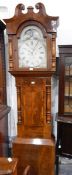 A 19th century mahogany longcase clock with swan neck pediment,
