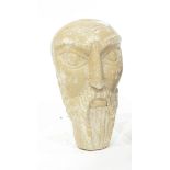 An African carved hardwood female bust, 14cm, a soft stone bust of a bearded man,