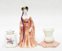 A Royal Crown Derby jar and cover painted with sprigs of flowers, a Grainger & Co,