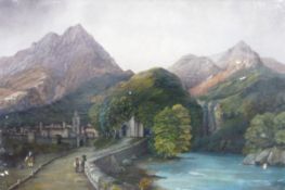 19th century continental school Oil on canvas Pair of mountainous landscapes,