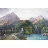 19th century continental school Oil on canvas Pair of mountainous landscapes,