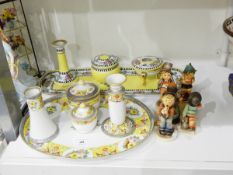 A Noritake dressing table set comprising tray, candlestick,